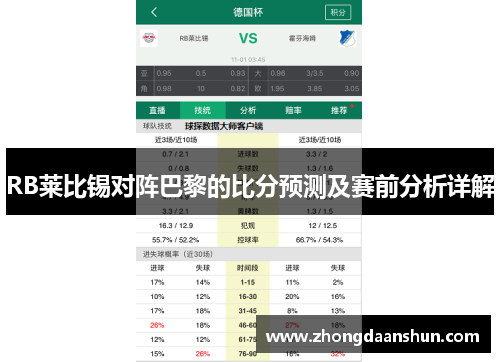 RB莱比锡对阵巴黎的比分预测及赛前分析详解